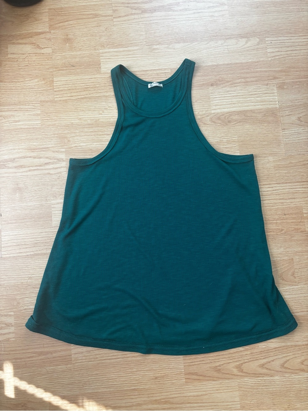 Free people intimately free Long Beach rib tank teal green large race back